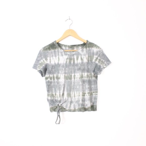 *Aerie Tie-Dye Cinched Green Cropped T-Shirt - Picture 2 of 6
